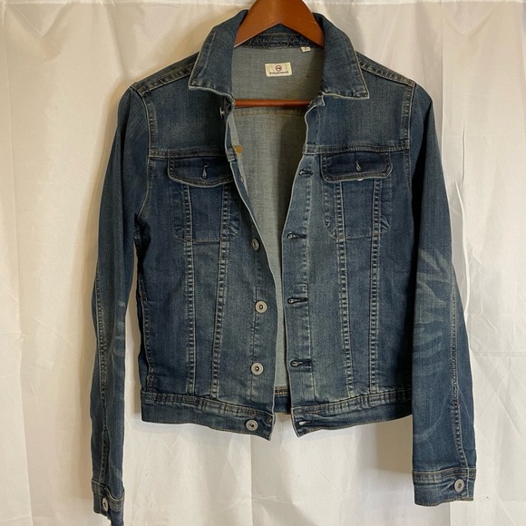 AG ADRIANO GOLDSCHMIED Juniors/Kids Blue Distressed Jean Jacket Size Medium - Picture 1 of 10